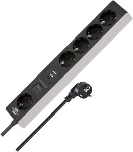 Brennenstuhl Steckdosenleiste 5f mit Schalter, 2xUSB,1xUSB C
