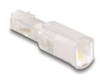 DeLOCK Telefonkabel-Verdrehschutz Adapter RJ10 Stecker zu RJ10 Buchse transparent / weiß