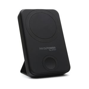 RealPower 444408 Powerbank 10000 mAh Kabelloses Aufladen Schwarz