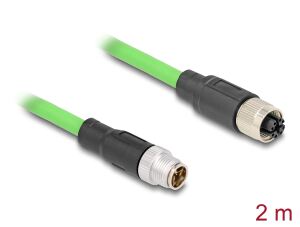 DeLOCK M12 Kabel X-kodiert 8 Pin Stecker zu Buchse PUR (TPU) 2 m