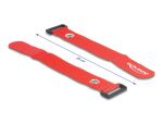 DeLOCK Klett-Kabelbinder mit Schlaufe und Befestigungsöse L 280 x B 38 mm rot 3 Stück
