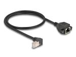 DeLOCK Netzwerk Verlängerungskabel S/FTP Stecker RJ45 Stecker 90° gewinkelt zu RJ45 Einbaubuchse Cat.6A 0,5 m schwarz