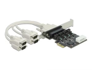DeLOCK PCI Express x1 Karte zu 4 x Seriell RS-232 mit Spannungsversorgung 5 V / 12 V