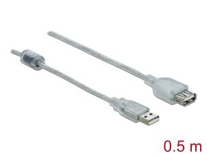 DELOCK USB Verl. A -> A St/Bu 0.50m transparent