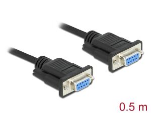 DeLOCK Seriell Kabel RS-232 D-Sub 9 Buchse zu Buchse Nullmodem mit schmalem Steckergehäuse - CTS / RTS auto control - 0,5 m