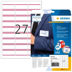 HERMA 4512 selbstklebendes Etikett Abgerundetes Rechteck Rot, Weiß 540 Stück(e)