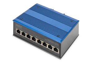 Digitus 8 Port Fast Ethernet Netzwerk Switch, Industrial, Unmanaged, 1 RJ45 Uplink