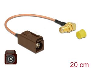DELOCK Antennenkabel FAKRA F-Bu > SMA 90°-Bu RG-316 0.2m