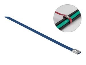DELOCK Edelstahlkabelbinder L 500 x B 7,9 mm blau 10 Stück