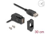 DeLOCK USB 2.0 Typ-A Einbaubuchse 45° gewinkelt zu Typ-A Buchse mit 30 cm Kabel schwarz