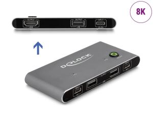 DELOCK USB-C KVM Switch zu HDMI 8K 60 Hz mit USB 2.0
