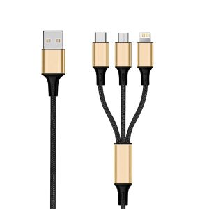 2GO 797152 USB Kabel 3 m USB B USB C/Micro-USB B/Lightning Schwarz, Gold