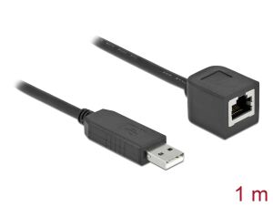 DeLOCK Serielles Anschlusskabel mit FTDI Chipsatz, USB 2.0 Typ-A Stecker zu RS-232 RJ45 Buchse 1 m schwarz