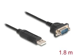DeLOCK USB RS-232 Adapter USB 2.0 zu D-Sub 9 Stecker mit Muttern kompaktem seriellen Steckergehäuse 1,8 m
