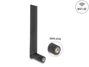 DELOCK WiFi 6E Antenne SMA Stecker 3 dBi m. Kippgelenk schw.