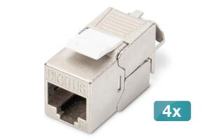 Digitus CAT 6A Keystone Modul, geschirmt, werkzeugfreier Montageanschluss - 4 Stk.