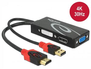 DELOCK Adapter HDMI -> DVI(24+5)/VGA/Displayport 4K schwarz