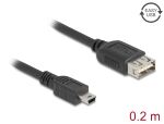 DeLOCK 81522 USB Kabel USB 2.0 0,2 m Mini-USB B USB A 0,48 Gbit/s Schwarz
