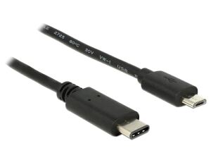DeLOCK 0.5m, USB2.0-C/USB2.0 Micro-B USB Kabel 0,5 m Micro-USB B USB C 0,48 Gbit/s Schwarz
