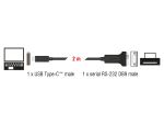 DeLOCK Adapter USB Type-C zu 1 x Seriell RS-232 D-Sub 9 Pin Stecker mit Muttern 2 m