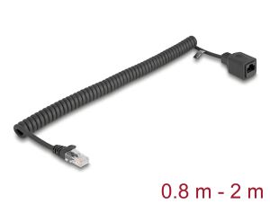 DELOCK RJ45 Spiralkabel St > Bu Cat.5e UTP 0,8m - 2m schwarz