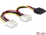 DELOCK Stromkabel SATA 15Pin -> 2x Molex 4Pin Bu/St/Bu