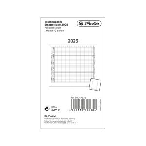 Herlitz Taschenplaner Ersatzeinlage 2025 mit Leporello-Falzung