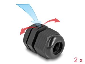 DeLOCK Kabelverschraubung M16 mit Belüftung IP68 staub- und wasserdicht schwarz 2 Stück
