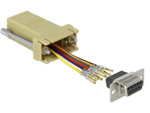 DELOCK D-Sub 9 Pin Buchse zu RJ45 Buchse Montagesatz grau