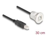 DELOCK USB2.0 Typ-B Einbaubuchse mit Kabelp. St. Alu.30cm