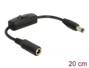DELOCK Stromkabel DC 5,5 x 2,1mm 1x Bu -> 1x St mit Schalter