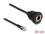 DELOCK Kabel RJ12 Stecker zu RJ12 Buchse zum Einbau 30 cm sw