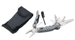 TROIKA TOL45/GY Multi-Tool-Zange Schlüsselkette 14 Werkzeug Grau