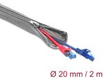 DeLOCK Geflechtschlauch mit Reißverschluss hitzebeständig 2 m x 20 mm grau