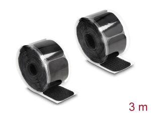 DELOCK Klettpad mit Haft- und Flauschpad 45x50mm L3m schwarz