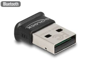 DeLOCK USB Bluetooth 5.0 Adapter Klasse 1 im Micro Design - Reichweite bis zu 100 Meter