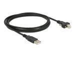 DELOCK USB Kabel A -> B St/St 2.00m mit Verschraubung sw