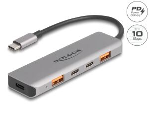 DELOCK USB 10 Gbps 2 Port USB Typ-A + 2 Port USB Type-C 95W