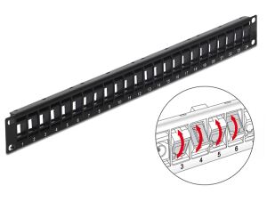DELOCK 19" Keystone Patchpanel 24 Port drehbar schwarz