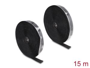 DELOCK Klettband selbstklebend Haft/Flauschband 15mx25mm SW