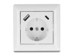 DeLOCK Einbausteckdose mit 2 USB Ladeports, 1 x USB Typ-A und 1 x USB Type-C mit PD 3.0, 18 W