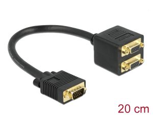 DELOCK VGA Adapter D-Sub15 -> 2x D-Sub15 St/Bu 0,20m