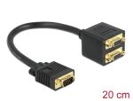 DELOCK VGA Adapter D-Sub15 -> 2x D-Sub15 St/Bu 0,20m