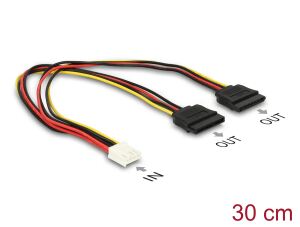 Stromkabel Delock Molex 4pin -> 2x SATA 15pin Bu/Bu 0.30m