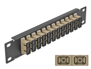 DELOCK 10" LWL Patchpanel 12 Port SC Duplex beige 1HE schw.