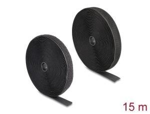 DELOCK Strapazier Klettband Haft u. Flauschband 15mx25mm SW
