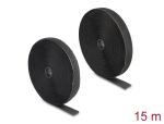 DELOCK Strapazier Klettband Haft u. Flauschband 15mx25mm SW