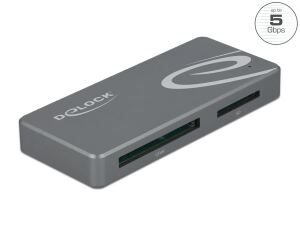 DeLOCK USB Type-C Card Reader für CFast und SD Speicherkarten + USB Hub mit Typ-A und USB Type-C Port