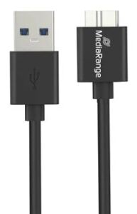 MediaRange USB-A auf Micro-B USB 3.0 Daten- und Ladekabel, USB 3.0, 5 Gbps, 5W max., 50cm, Schwarz