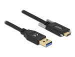 DeLOCK SuperSpeed USB (USB 3.2 Gen 2) Kabel Typ-A Stecker zu USB Type-C Stecker mit Schrauben seitlich 2 m